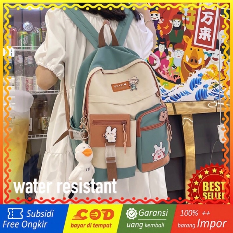 WYK96 Tas Ransel Wanita Pria Colour Sekolah Kuliah Backpack School Impor TKM