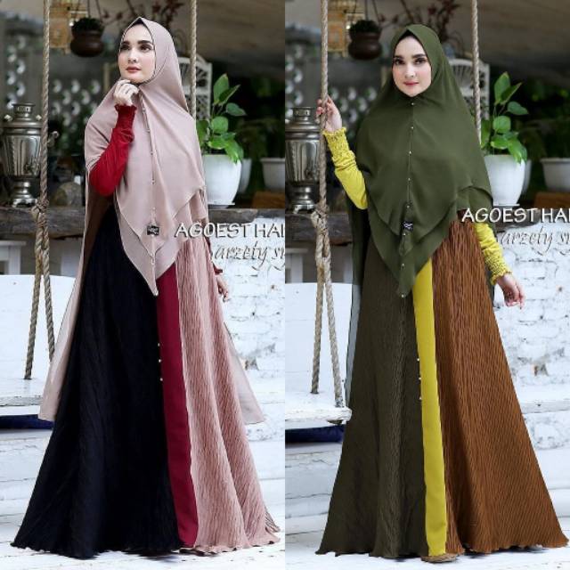 Gamis sywri arzeti arzety davency kameela mutiara dilla plisket plitska prisket tags agoest sabrina