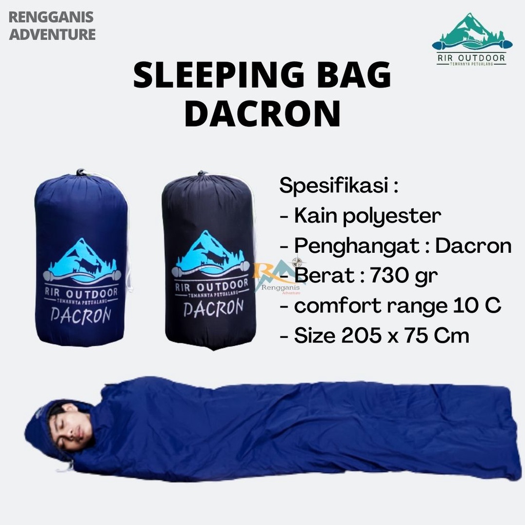 Sleeping Bag Kantung Tidur Dacron MERK RIR OUTDOOR Tebal Hangat Sleepingbag