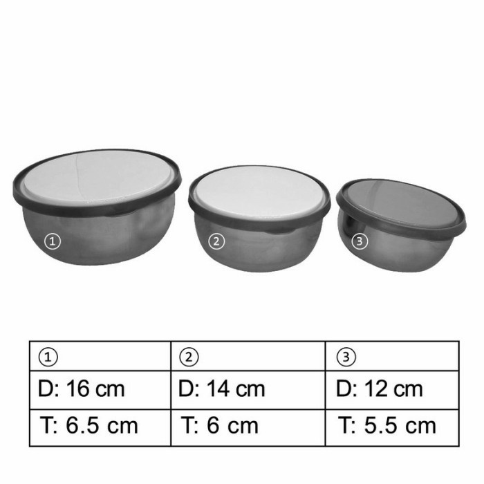 Mangkot Set 3 Fresh Box Food Container Stainless Steel 3 Pcs Tempat Makanan Stainles