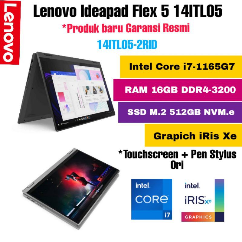 Laptop Lenovo Ideapad Flex 5 Core i7 1165G7/16GB/SSD 512GB/14inc IPS/Pen Stylus Ori