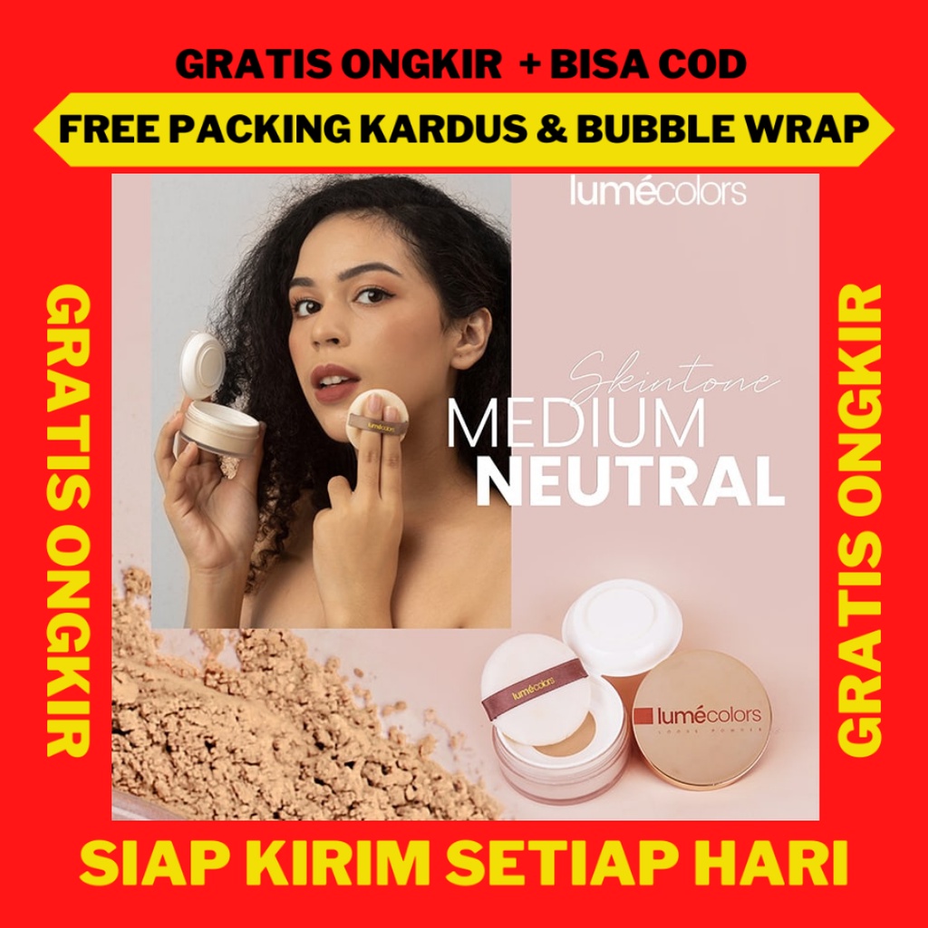 Lumecolors Loose Powder Medium Neutral, Bedak Tabur Lumecolors Medium Neutral, Lumecolors Official, 