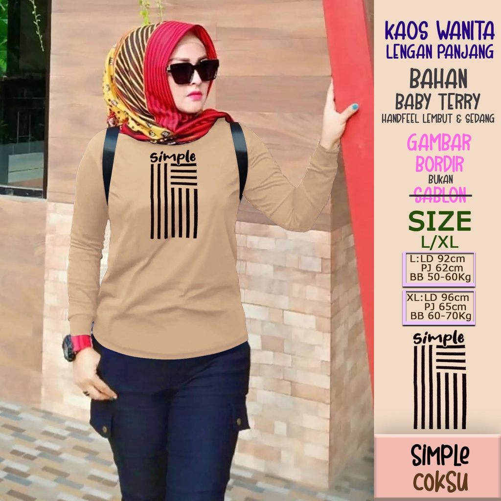 CENOA Kaos Wanita Lengan Panjang  / Kaos Sweatshirt / Atasan Wanita / Atasan Wanita Lengan Panjang-COKSU SIMPLE