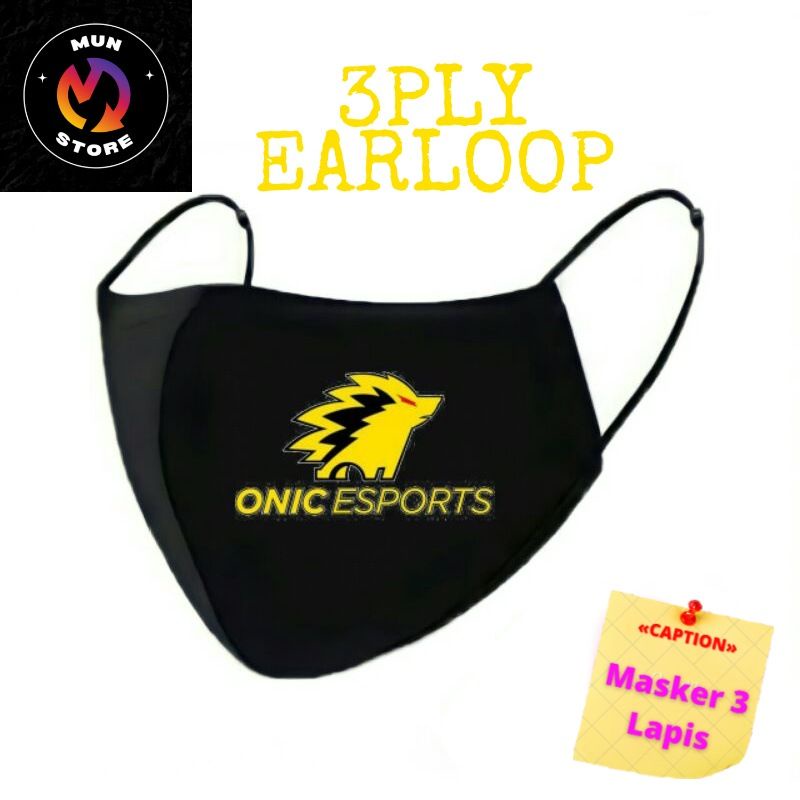 Masker Kain Logo Onic Esports Masker 3Ply Earloop Pria Wanita Dewasa Anak²