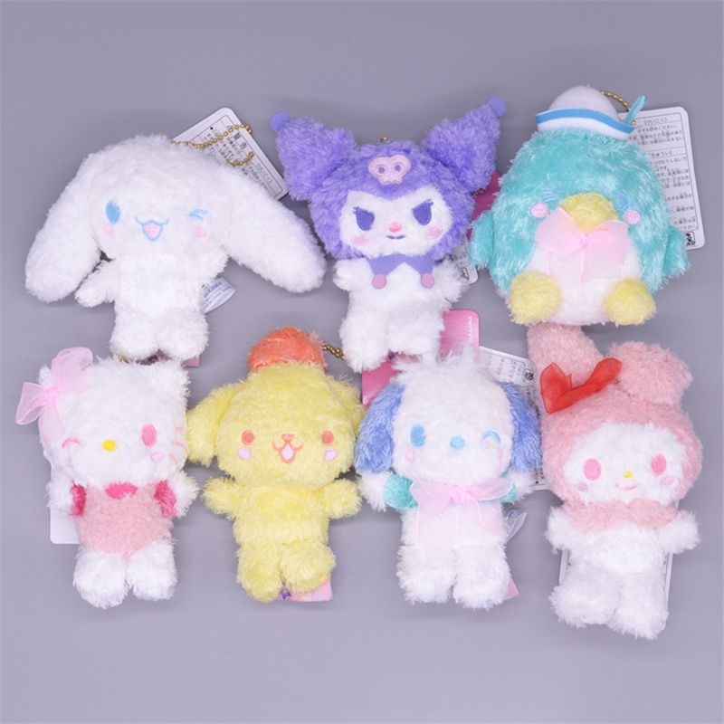 11cm Boneka Kuromi My Melody Plush Keychain Soft Mini Stuffed Doll Handbag Backpack Pendant