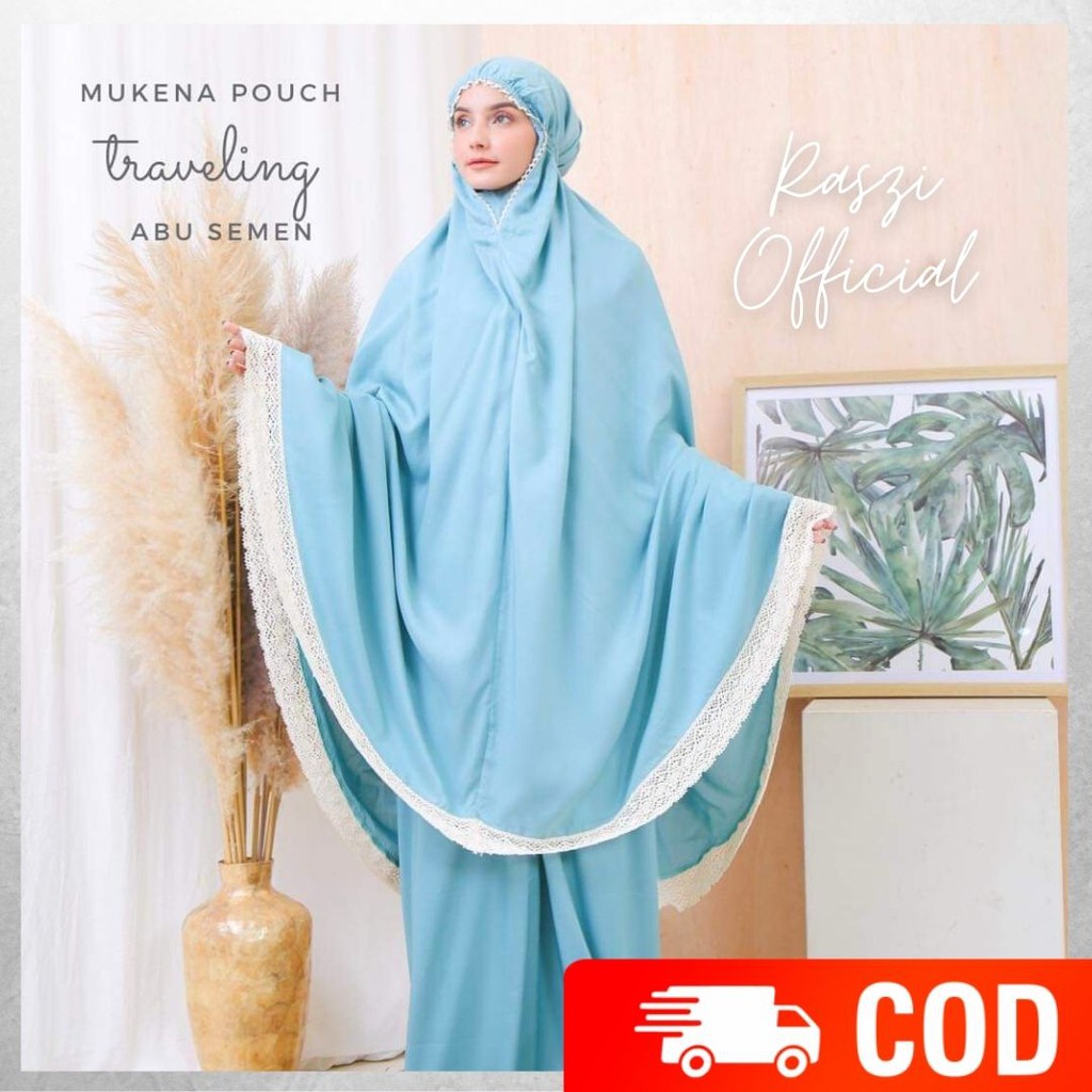Raszi Official Mungkena Traveling Dewasa Rayon Premium Polos List Renda Rajut Warna Abu Semen