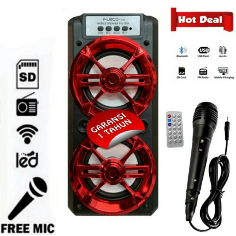 COD-Speaker Karaoke Bluetooth  Plus Mic Super Bass F 6581/Radio FM/USB