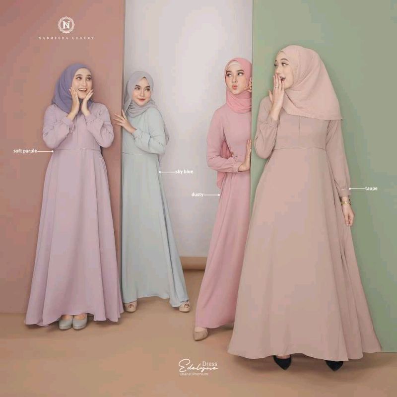 [READY] Edelyne Dress FREE GIFT | Gamis Simple 100% ORIGINAL by Nadheera Luxury | GARANSI bisa COD