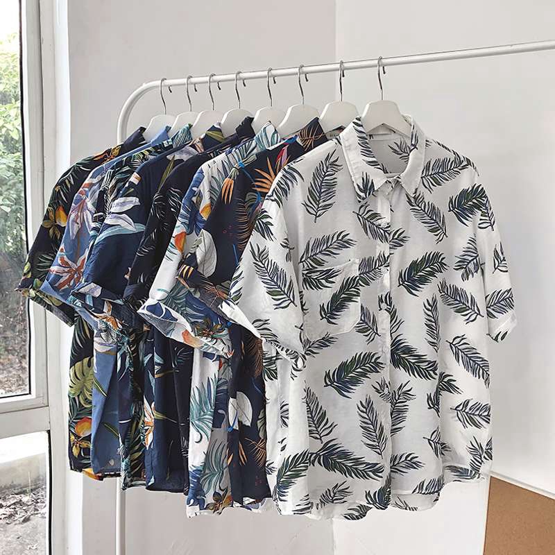 kemeja pantai  Kaos  Hawaii Terbaru Kemeja Motif  Pria Floral 