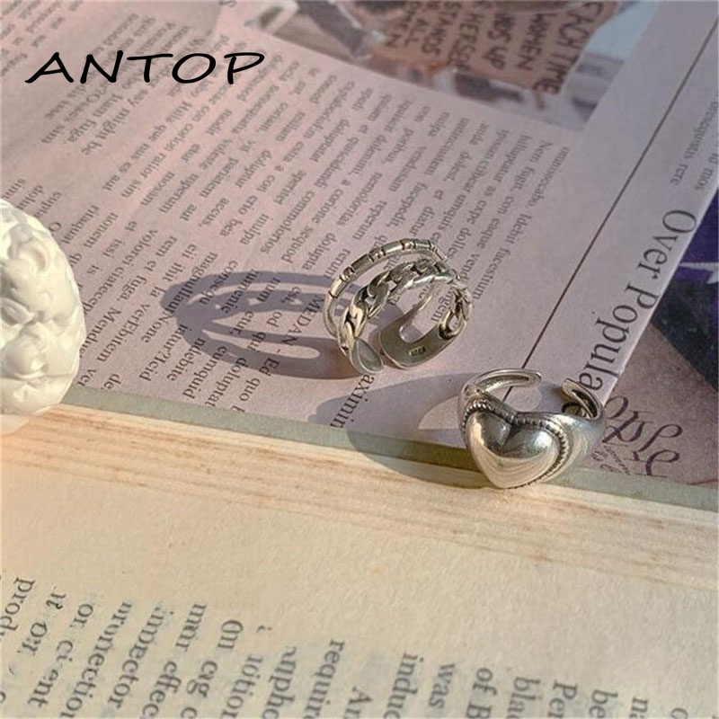 Fashion Cinta Cincin Kepribadian Retro Pembukaan Indah Wanita Pria Pernikahan Pertunangan Perhiasan Hadiah ANTOP