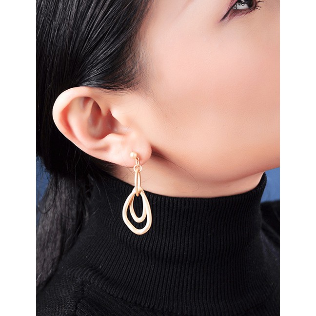 LRC Anting Tusuk Fashion Gold Alloy Geometric Irregular Ring Earrings D37725