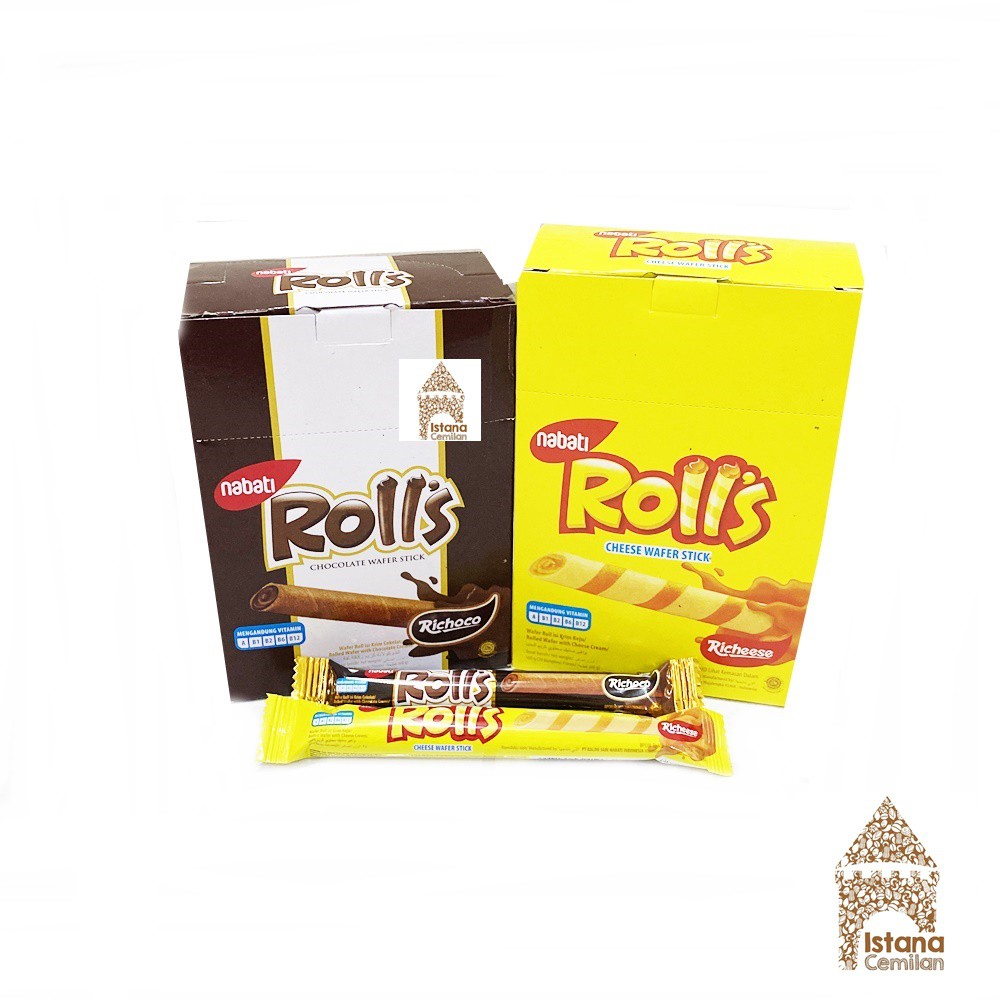 Nabati Rolls Cheese / Chocolate Wafer Stick Keju (isi 20 pcs)