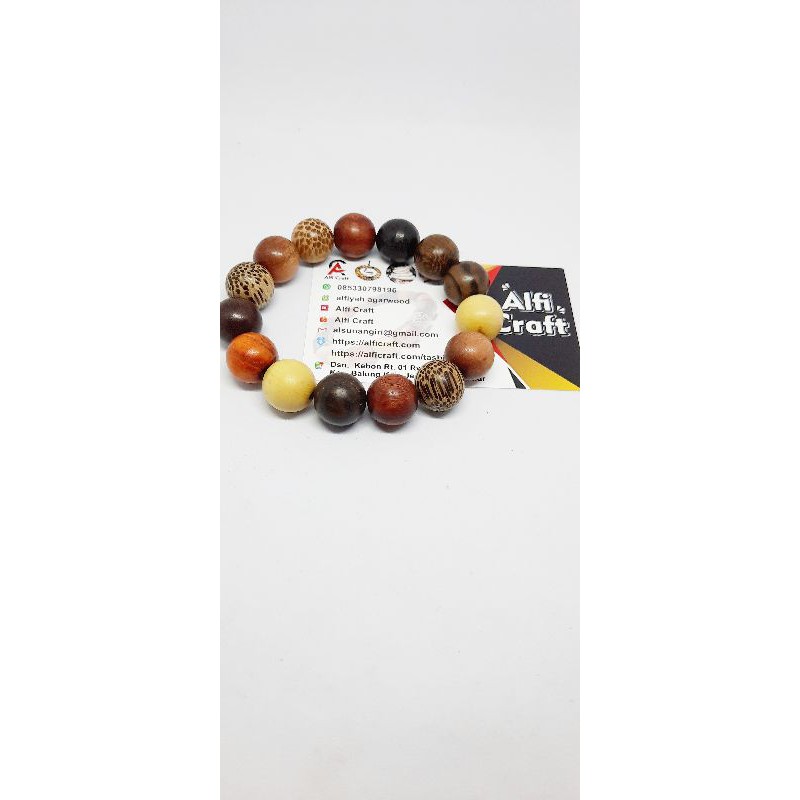 Gelang Kayu Kayu Kombinasi 11 Jenis Kayu 12mm