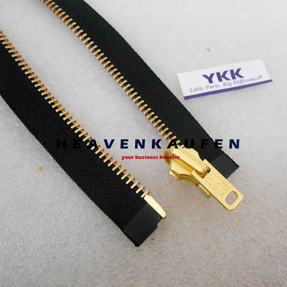 Resleting Zipper YKK 85 cm Atau 34 inch Hitam Gold Emas Type Gigi Besi Model Set Open End Buka Lepas