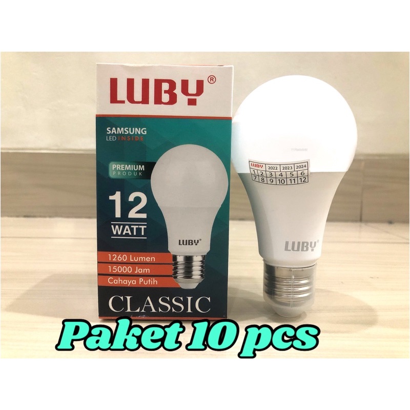 BOHLAM LED LUBY CLASSIC CAHAYA PUTIH PAKET 10 PCS 12 WATT