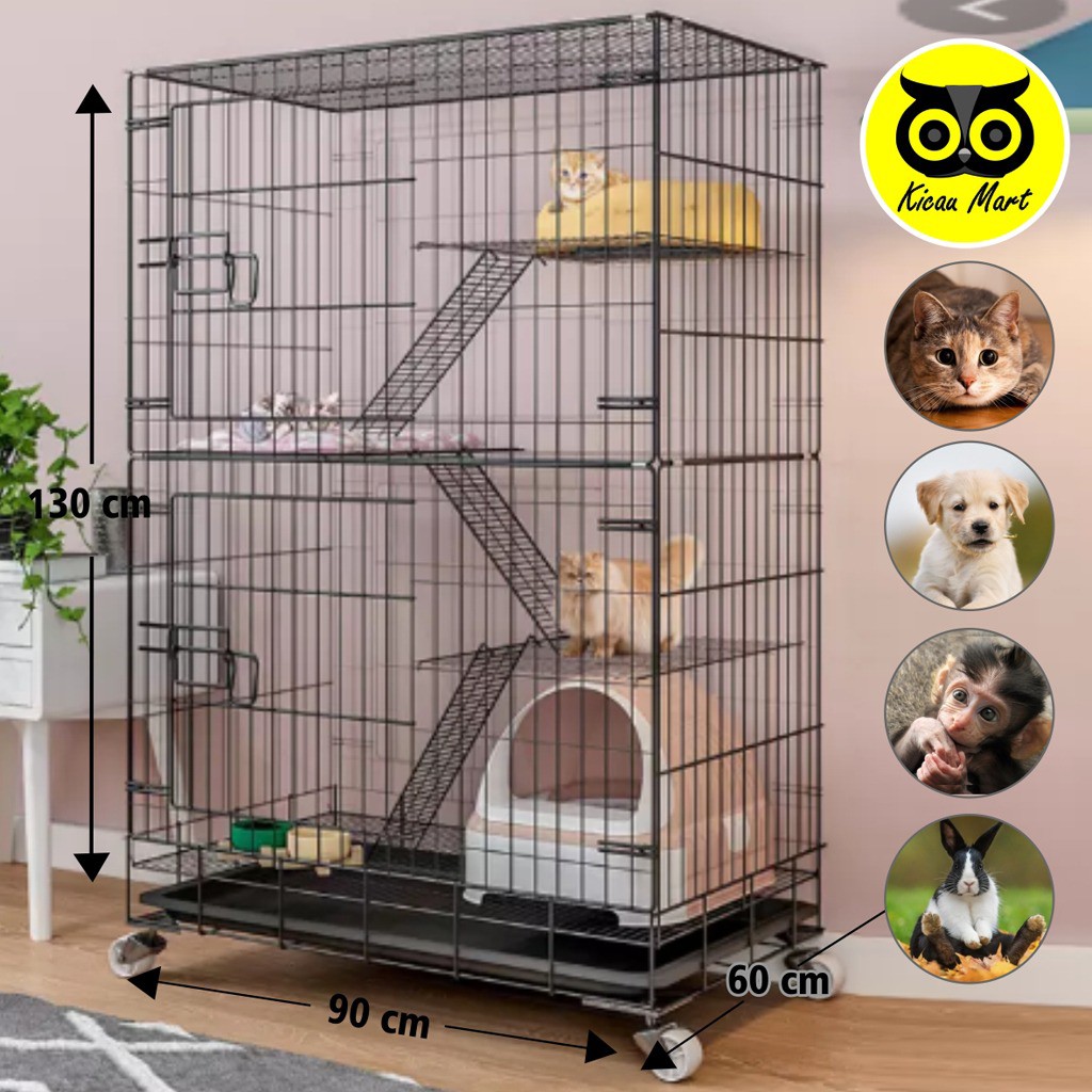 KANDANG KUCING 3 TINGKAT DOUBLE JUMBO SUPER BESAR 130X90X60 XXL KCG3XXL