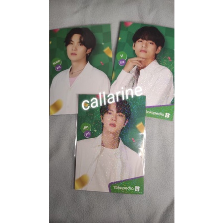 Postcard BTS Jin, Suga, Taehyung Toko Hijau