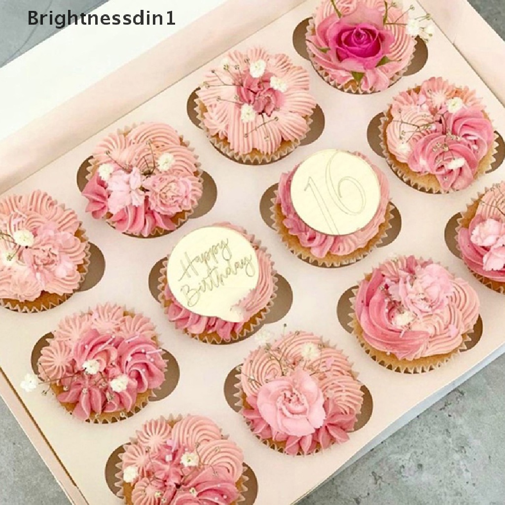 10pcs Topper Kue Bentuk Lingkaran Bahan Akrilik Warna Rose Gold Desain Happy Birthday