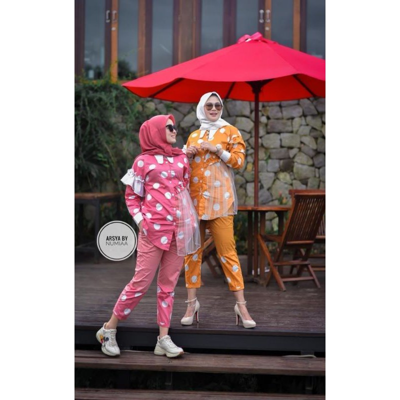 Set Celana Polka Polkadot Arsya by NUMIAA Original