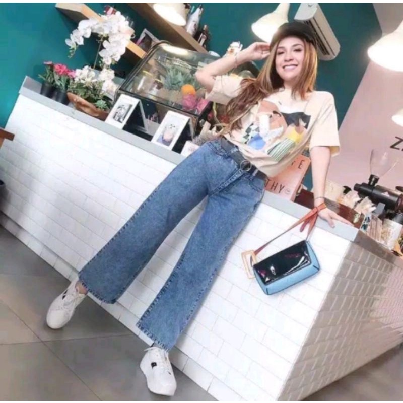 CELANA WANITA KULOT JEANS HIGHWAIST PANJANG