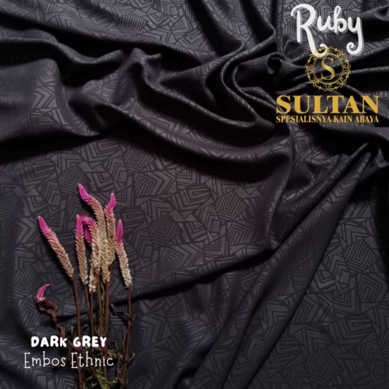 50CM EMBOS ETHNIC RUBY DARK GREY WOLLYCREPE KAIN ABAYA SULTAN