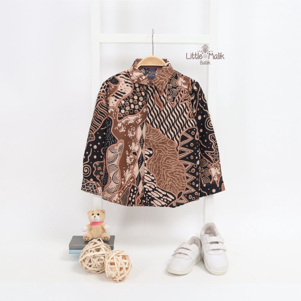 READY STOCK Kemeja Batik Couple  Anak / Ayah Lengan Panjang By Little Malik Batik, Cokelat