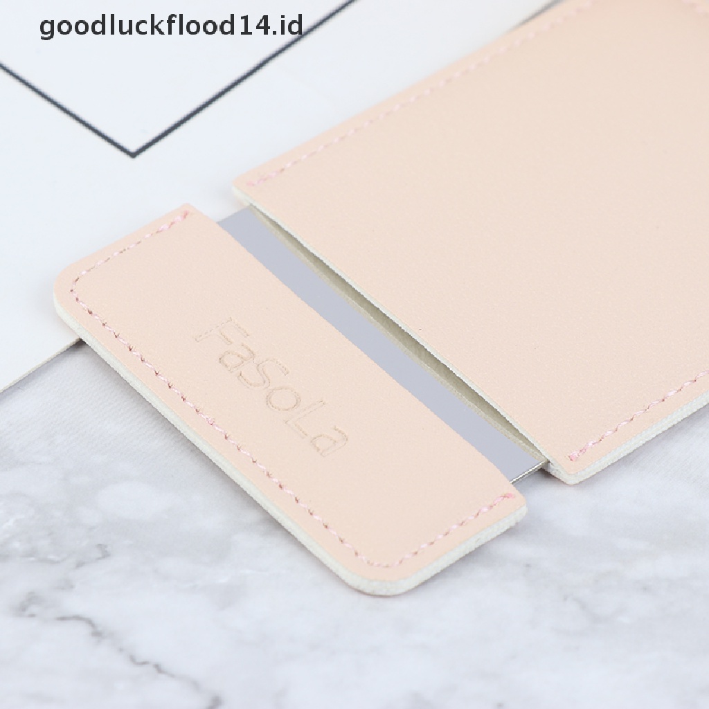 [OOID] PU Leather Cover Mini Shatter Proof Card Pocket Unbreakable Cosmetic Mirror ID