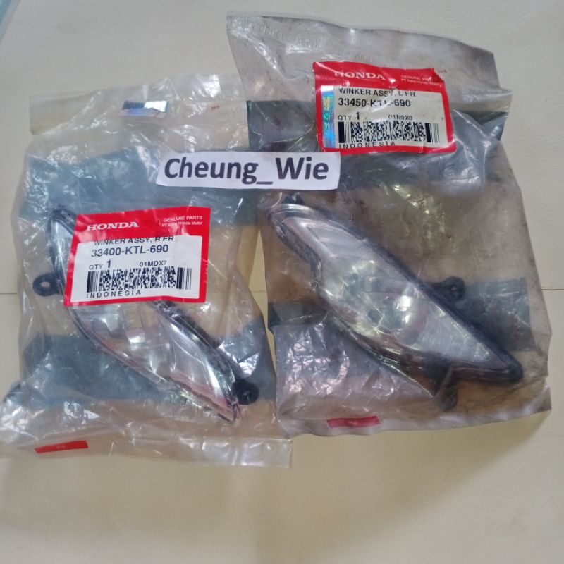 33450KTL690 & 33400KTL690 Mika lampu sen depan 2bh putih Honda Supra Fit New - Fit X ori AHM