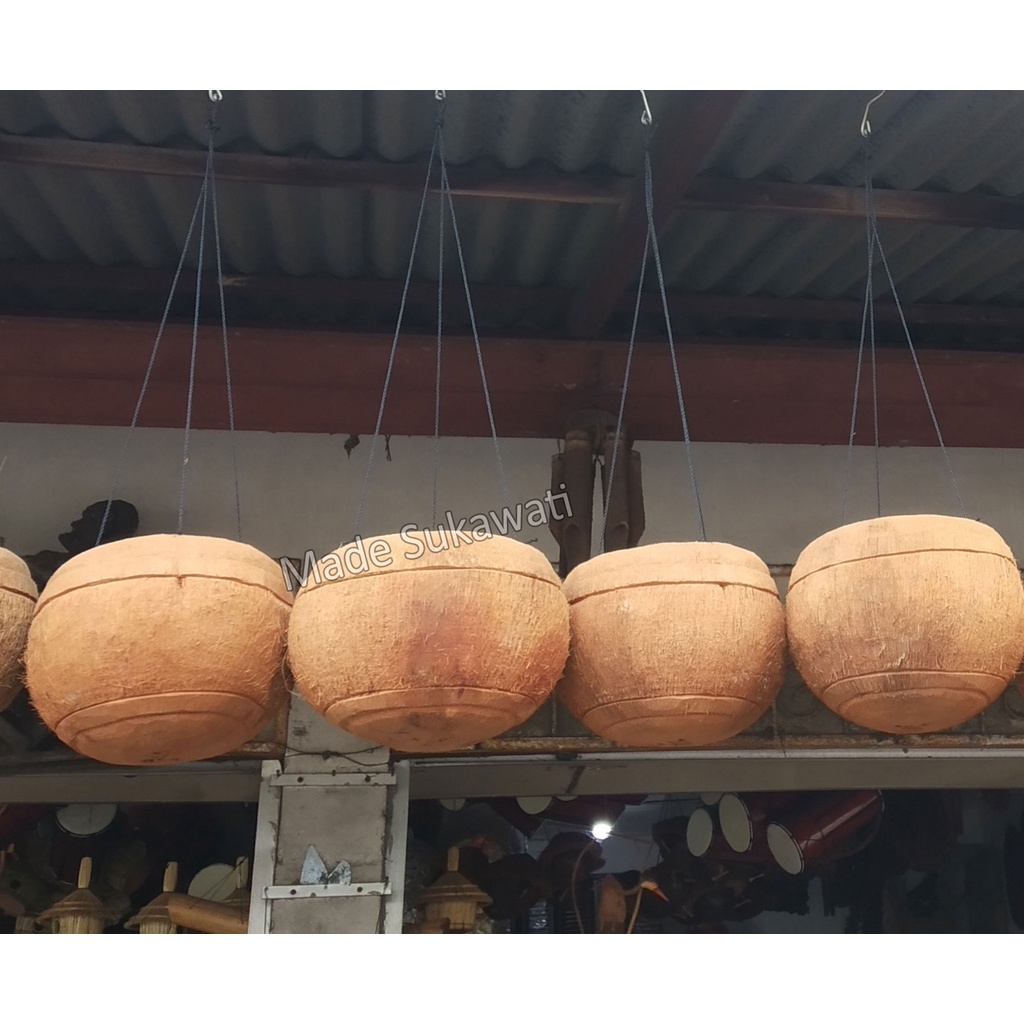 Kerajinan Pot bunga Tanaman Bahan Batok serabut kelapa motif bervariasi