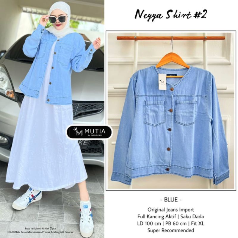 NEYYA SHIRT #2 BY MUTIA (BLOUSE JEANS) Blouse wanita jeans rekomeded