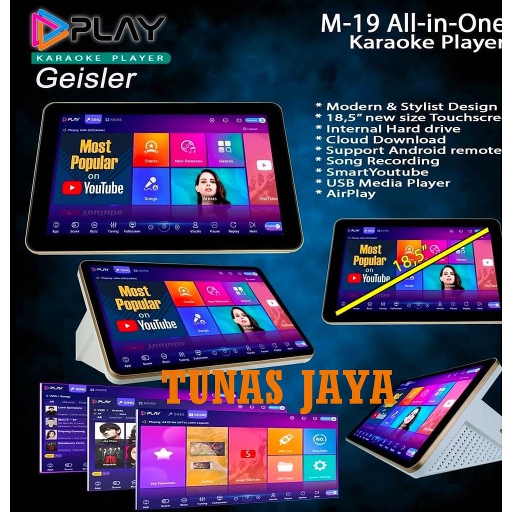 PLAYER KARAOKE GEISLER PLAY M19 - M 19 YOUTUBE TOUCHSCREEN