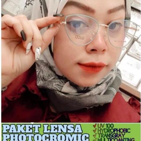 frame mata kucing 6658 lensa minus photocromic antiradiasi "BDN.20Au22e"