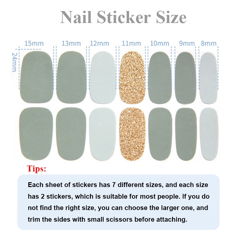 DA341-360 Finger DIY Nail Sticker Fashion 3D Bronzing Nail Sticker False Nails Art 14Pcs/sheet