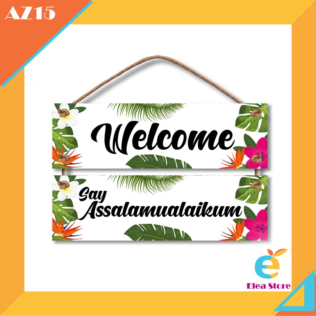 Hiasan Pajangan Dinding Rumah Welcome Assalamualaikum Shabby Nomor Rumah - AZ15
