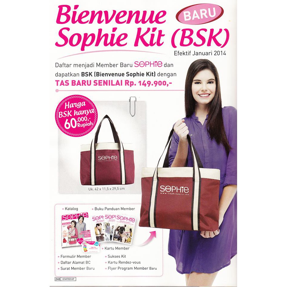 Tas BSK Sophie Paris warna maroon cream