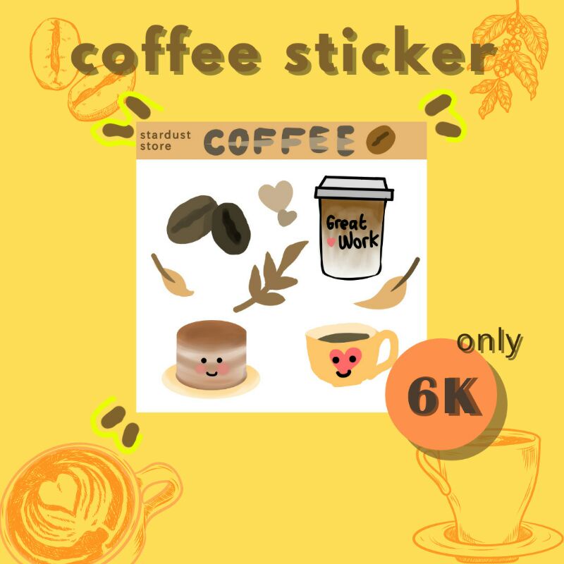 

sticker deco coffee sticker untuk dekorasi scrapbook dan journal