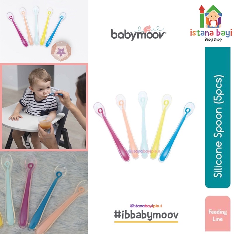 Babymoov Silicone Spoon Mix 5pcs (A102407) - Babymoov sendok bayi