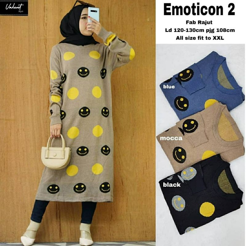 Emoticon #2 Rajut, TUNIK RAJUT JUMBO CANTIK BAHAN RAJUT PREMIUM LD 116-130 JUMBO OOTD KEKINIAN MODIS