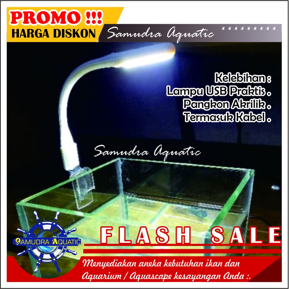 Lampu PANGKON USB Aquarium, Lampu Cupang Ikan Hias Aquarium (Ada Adaptor Cas) (GRATIS KARDUS)