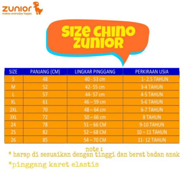 Celana Chino Anak ZUNIOR 1-9 Tahun