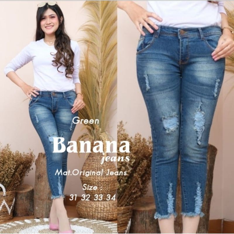 RA_BANANA JEANS/CELANA JEANS RIPPED/TIDAK TEMBUS