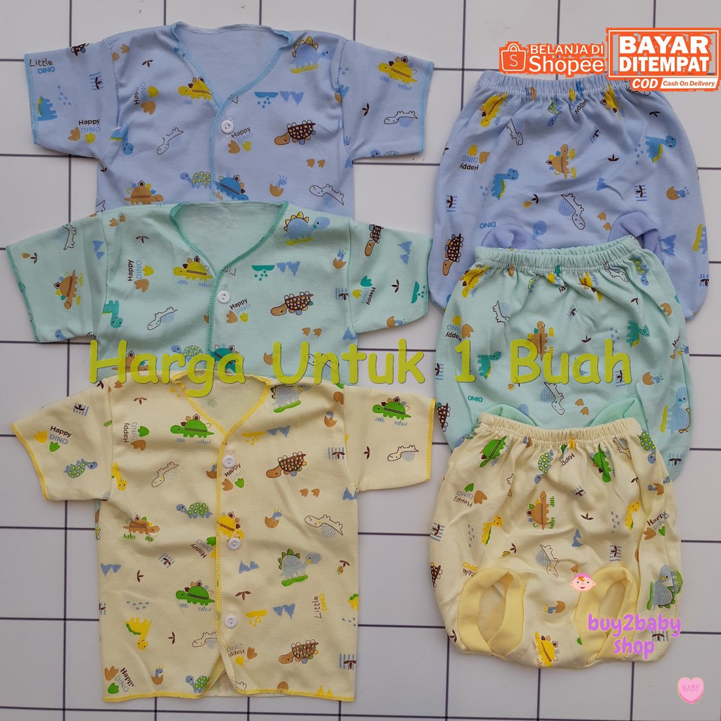 Setelan piyama pendek celana POP bayi Elfira Baby Zoo Animal Series Full Color 0-3 Bulan 1 PCS