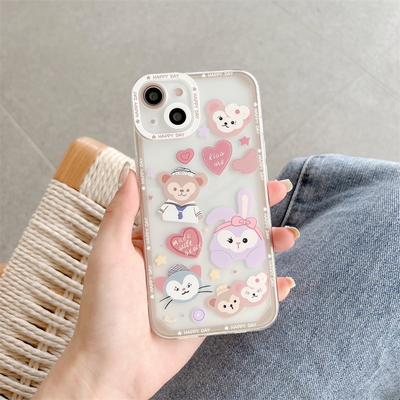 Soft Case Silikon Transparan Motif Duffy Bear Untuk Iphone 13 12 11 Pro X XS Max XR 7 8 Plus SE