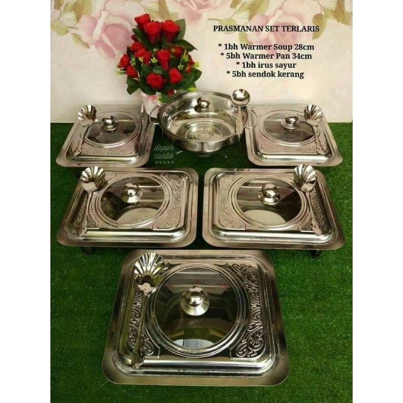 Set Prasmanan Stainless Steel Setengah Kaca Isi 6