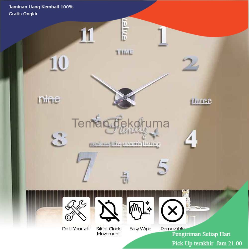 TD - RMH Taffware Jam Dinding Besar DIY Giant Wall Clock Quartz 100 cm - JM-01