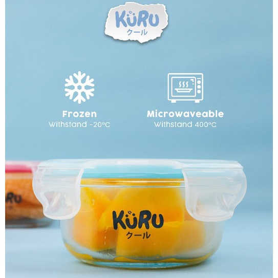 Kuru Baby Glass Food Container MPASI GC2001 | kontainer Wadah Kaca Tempat Makanan