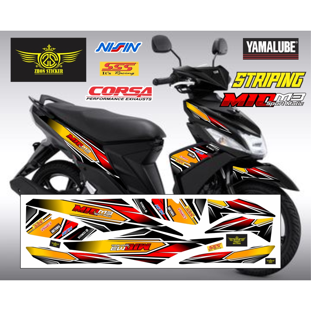 STRIPING MIO M3 GOLD STRIPING VARIASI MIO Z KUNING STRIPING VARIASI MIO M3 SIMPEL LIS BODY VARIASI M