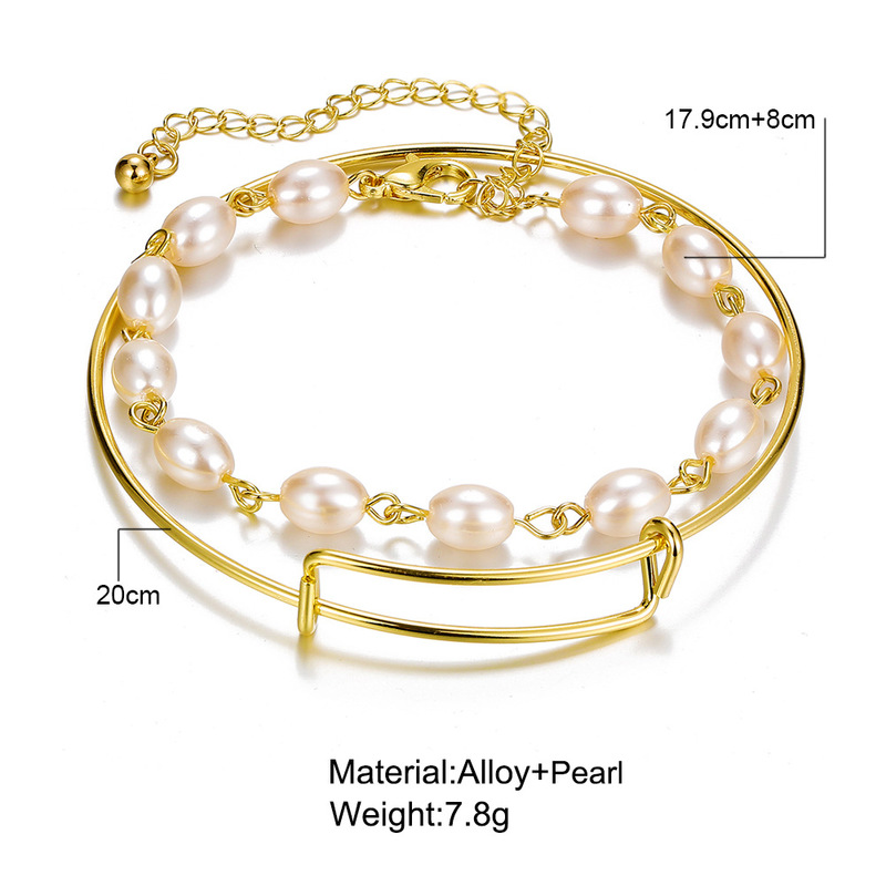 2pcs Gelang Mutiara Hollow Bahan Metal Gaya Retro Untuk Wanita