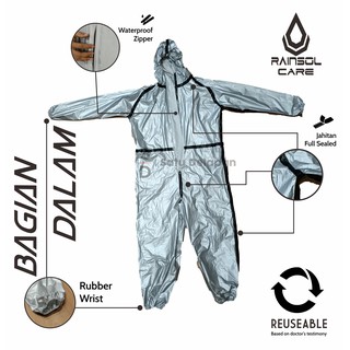 Baju APD Hazmat Suit Nano PVC Jas Hujan Rainsol Care Baju APD Hazmat Suit Nano PVC Jas Hujan Rainsol Care