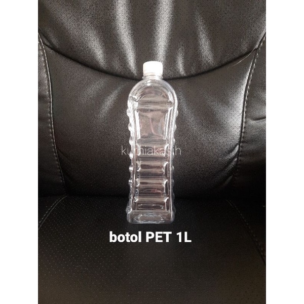 botol PET bening 1Liter 1000ml HF tutup putih